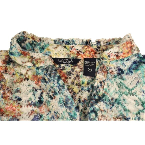 Womans Babydoll Top Multi Colored Light Weight Ruffles Summer Size PM JH968 - Picture 3 of 3